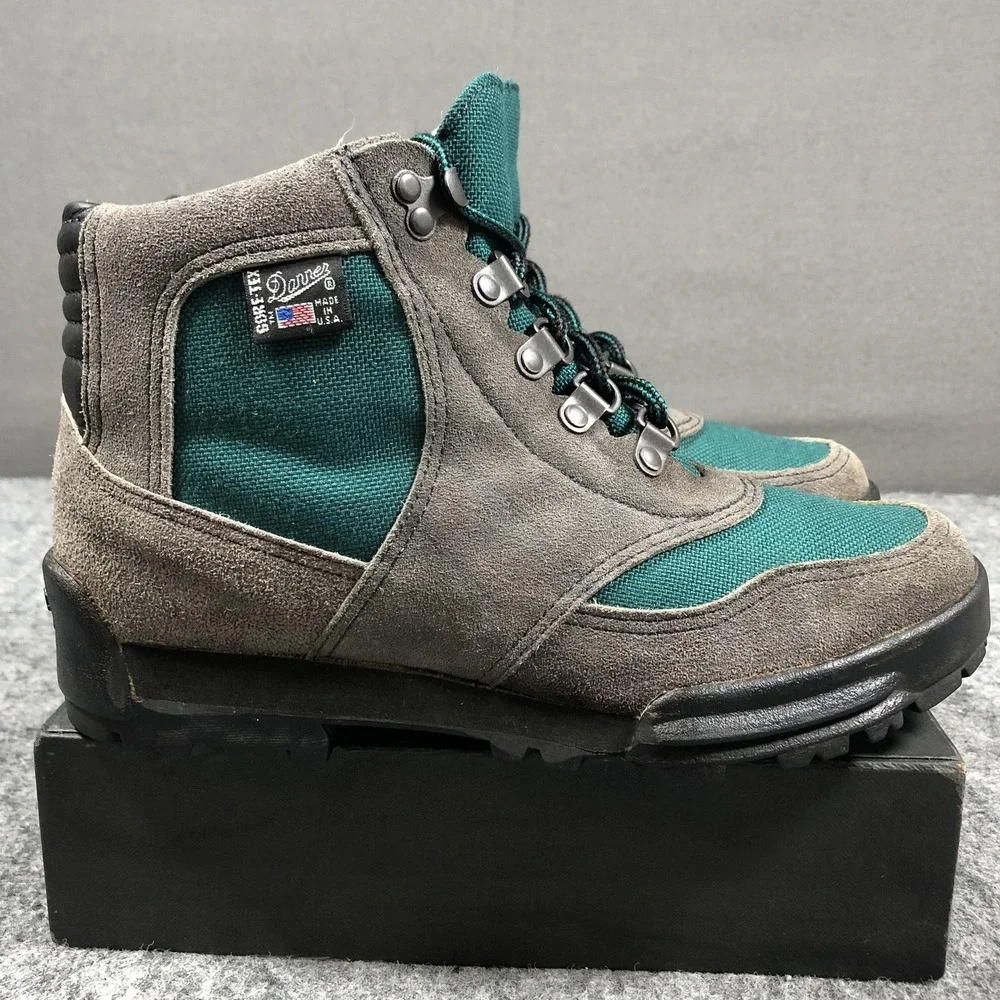 Vintage Danner Cross Hiker Boots Womens 8W Green Suede Gore-Tex USA 1990